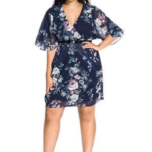 NWT City Chic Mysterious Floral Blue Floral Dress